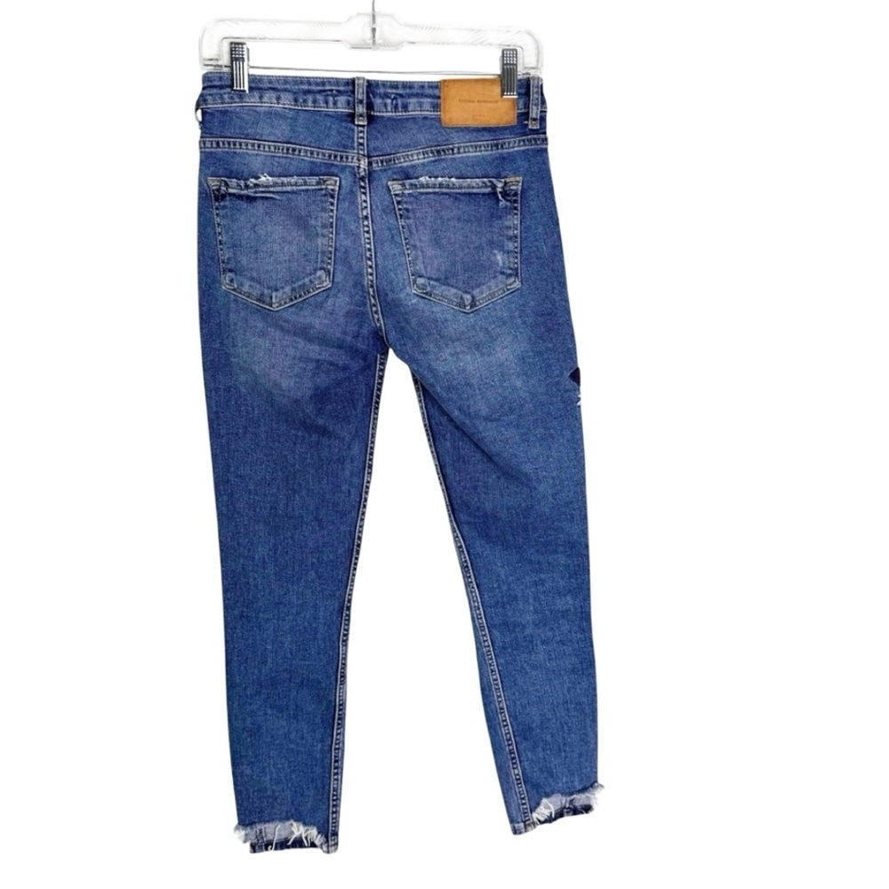 Zara Floral Embroidered Destroyed Ankle Jeans Size 4 - Picture 5 of 12